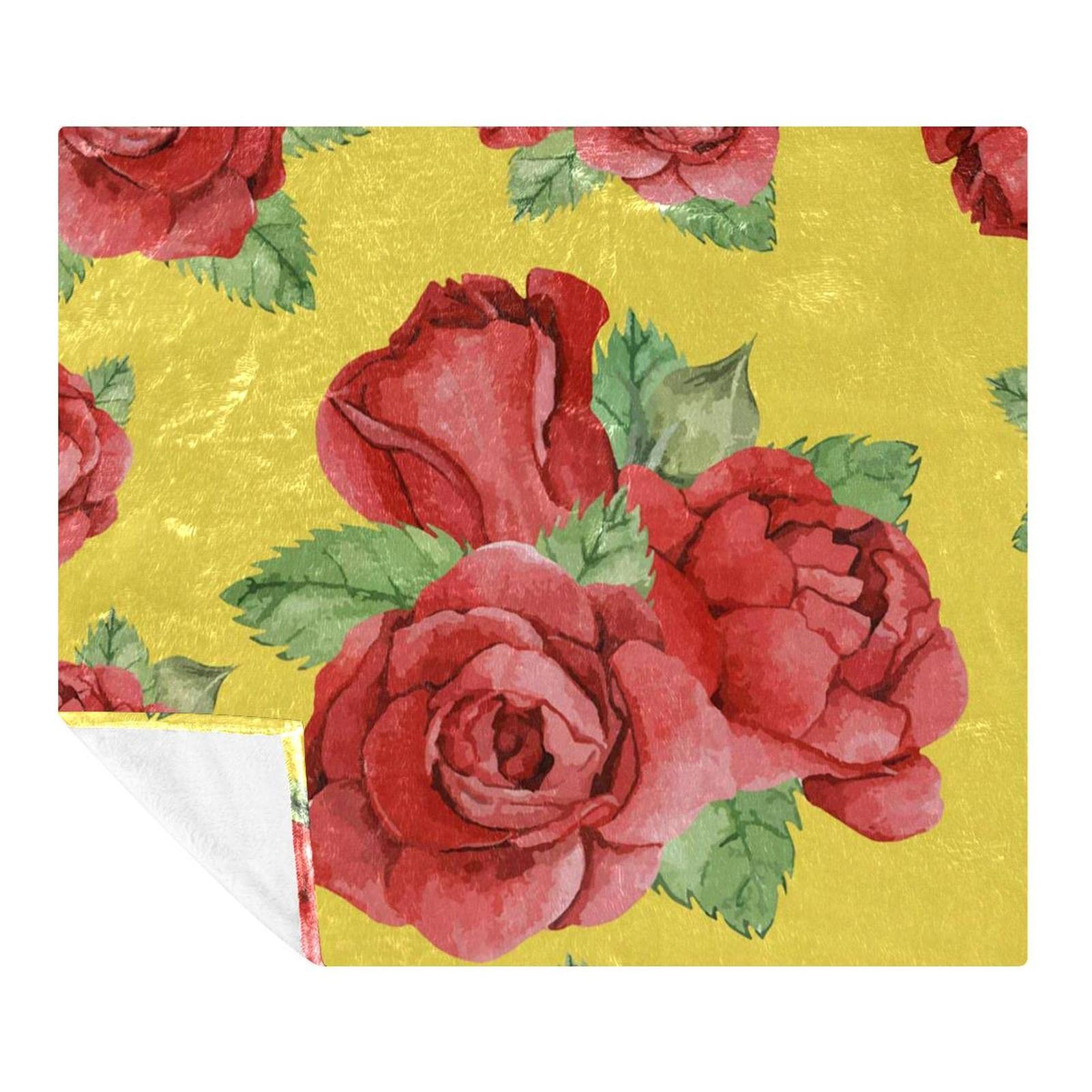 Couverture polaire de literie haut de gamme au motif fleur rose rouge