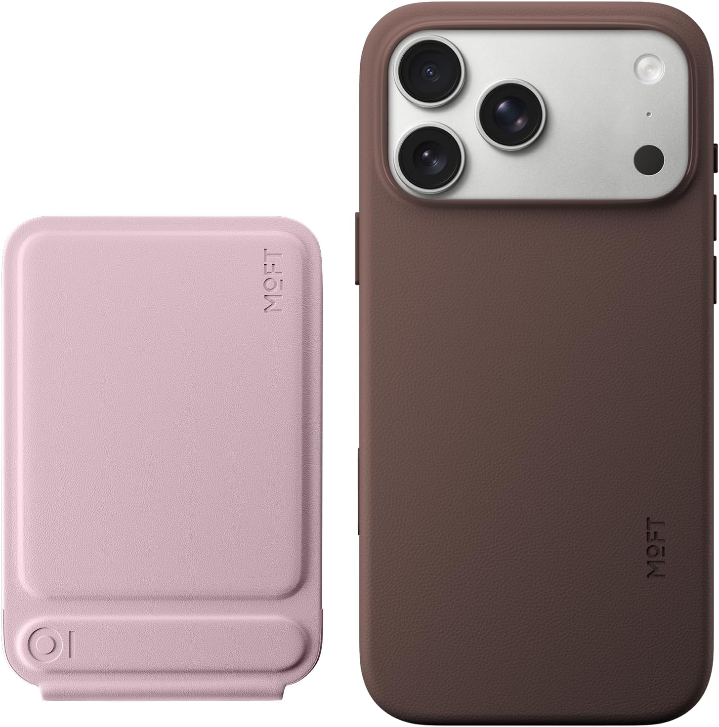 MOFT Phone Tripod Stand Blush & MOVAS Snap Case for iPhone 17 Pro Max Brownie