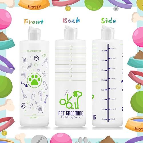Miniatura 2 de Paquete de 2 botellas de dilución de champú para mascotas, botella de mezcla de especialidades para champú concentrado y acondicionador para perros