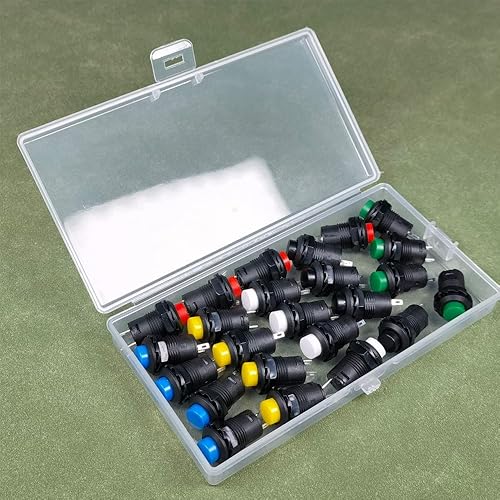 Miniatura 2 de Gebildet 24 interruptores de botón con pestillo de 0.472 pulgadas SPST ONOFF AC 250V1.5A 125V3A, mini interruptor basculante redondo con cerradura