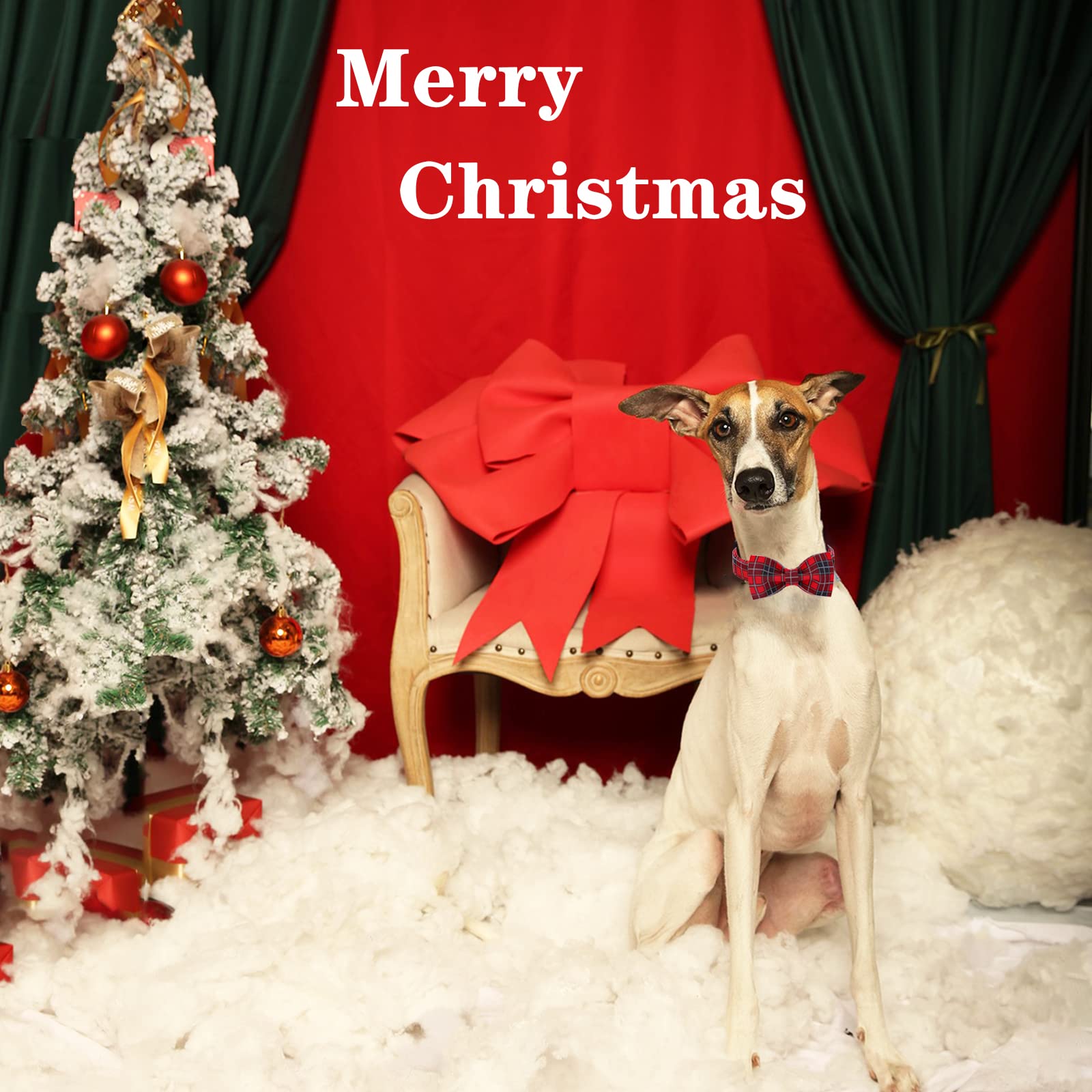 Unique Style Paws Weihnachts-Hundehalsband Mit Fliege – Verstellbar, Rot/schwarz, Größe L (40-60 Cm)