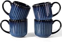 Vista 34 de famiware Juego de Tazas de Café para 4, Tazas de Catering Star de 12 oz con Asa para Café, Té, Cacao, Leche - Juego de Vajilla de Cerámica de Gres