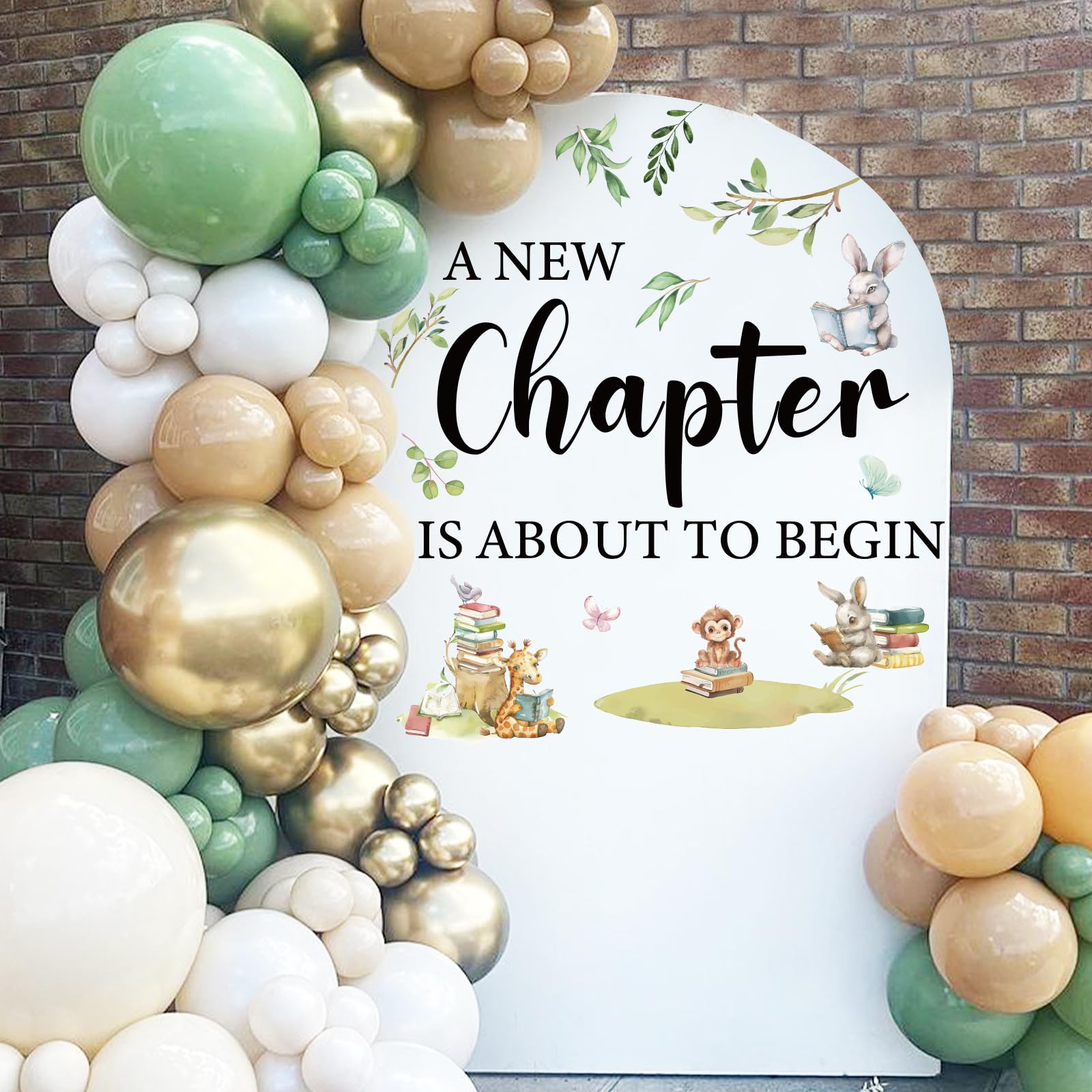 Sursurprise A New Chapter is About to Begin Decal Sign Sticker for Balloon Arch Backdrop Photography Background Wall Decor, Storybook Baby Shower Decorations, B