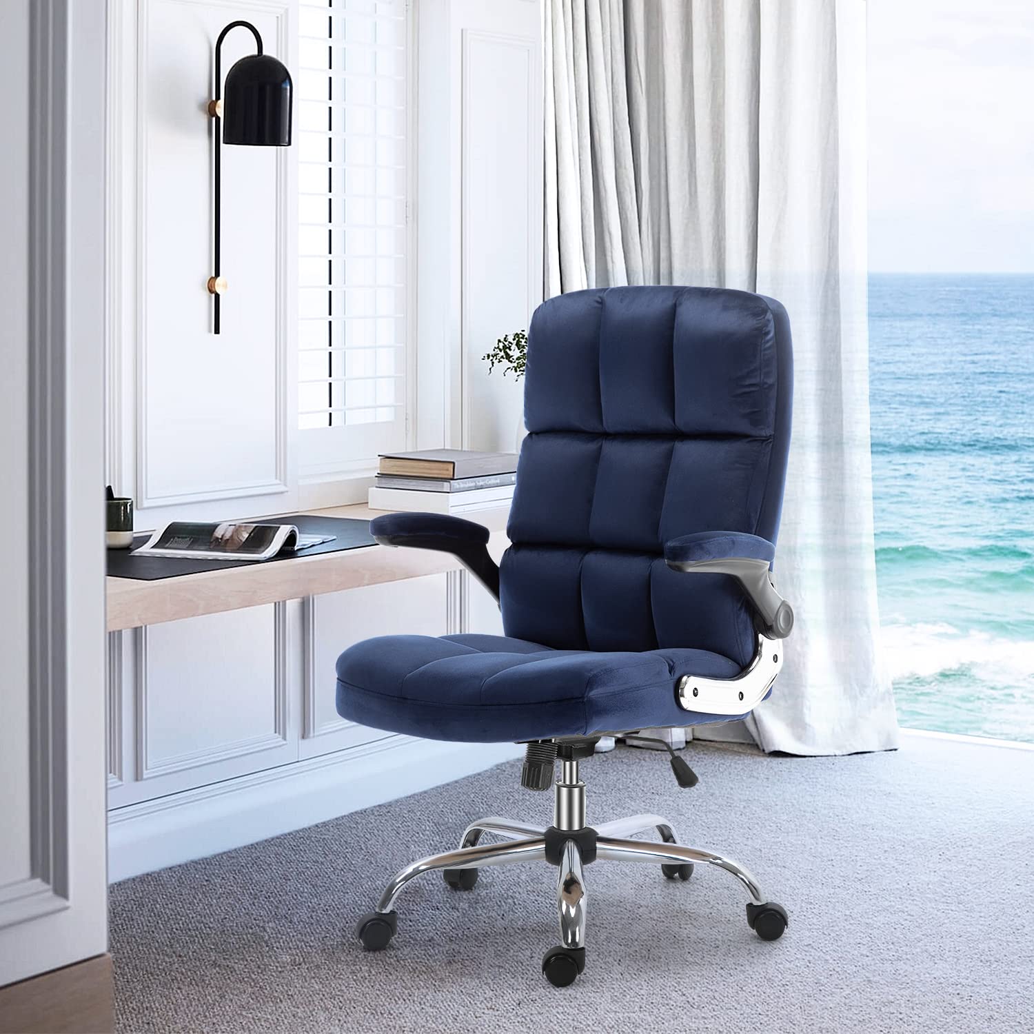 Buy YAMASORO Velvet Office Chair High Back Executive Desk Chair with