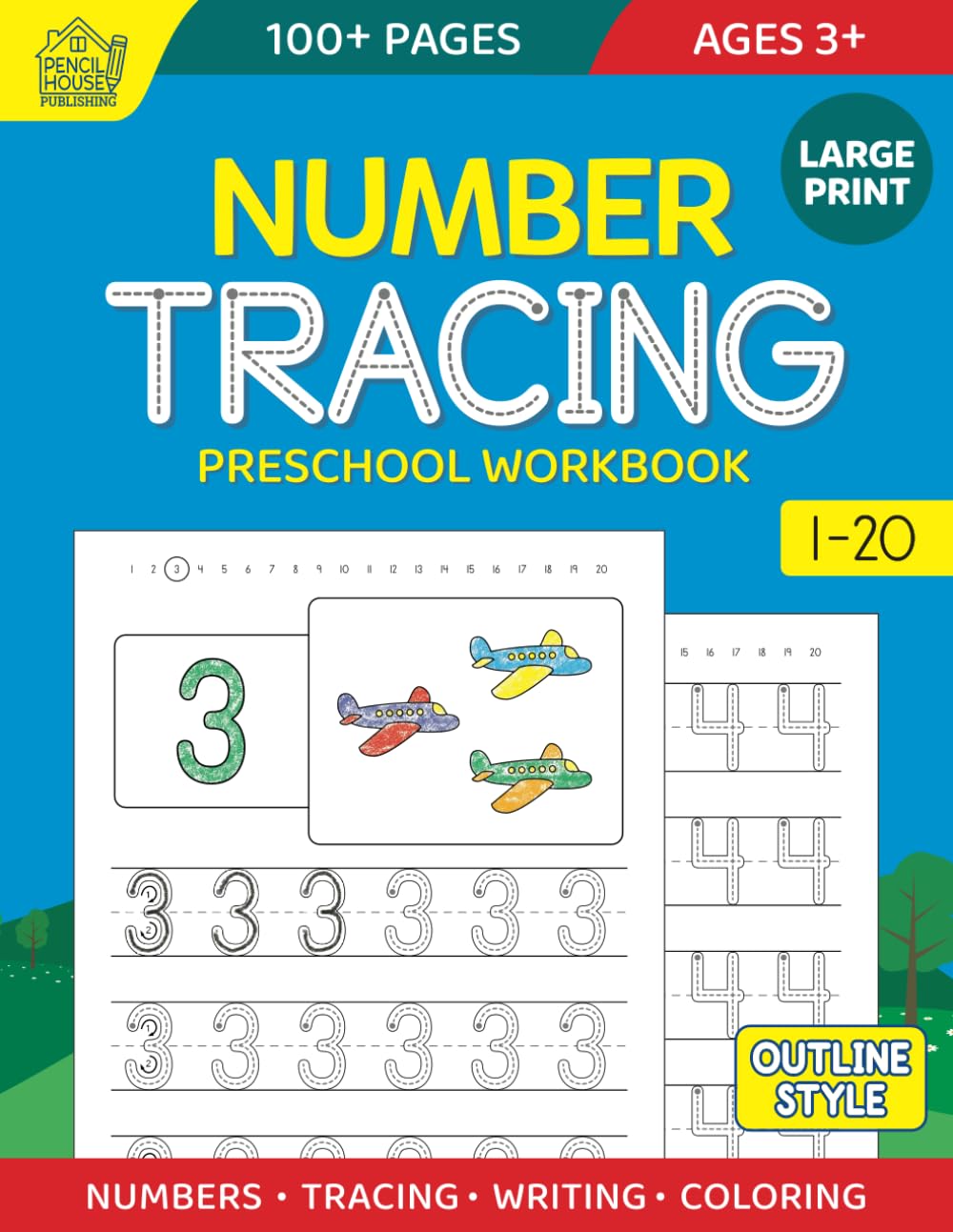 Number Tracing Preschool Workbook: Large-Print Numbers 1-20, Tracing, Writing, and Coloring for Preschool Kids Ages 3+
