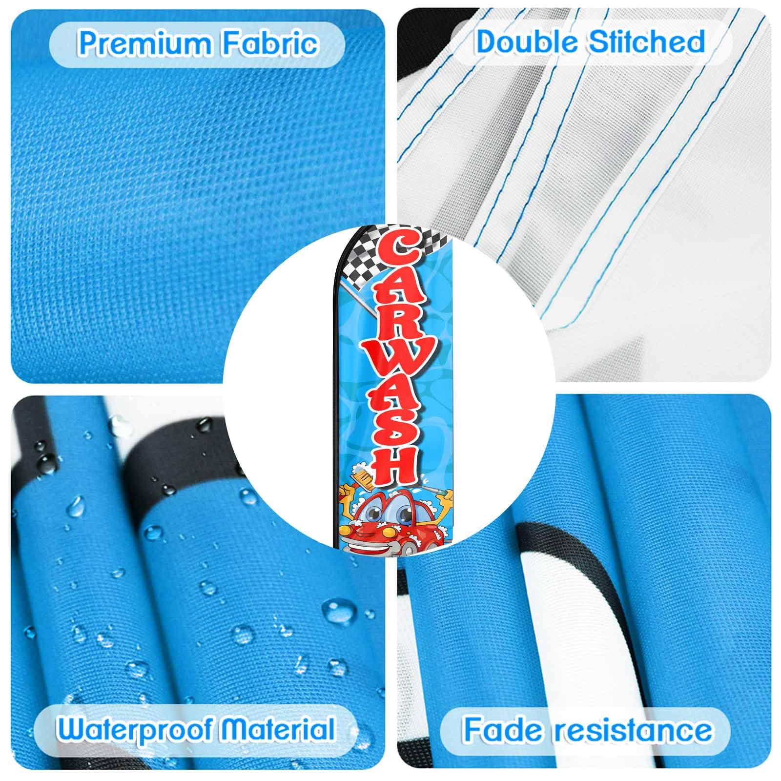 Drapeau Publicitaire Glacé QSUM - 2,1m - Kit Complet Avec Mât