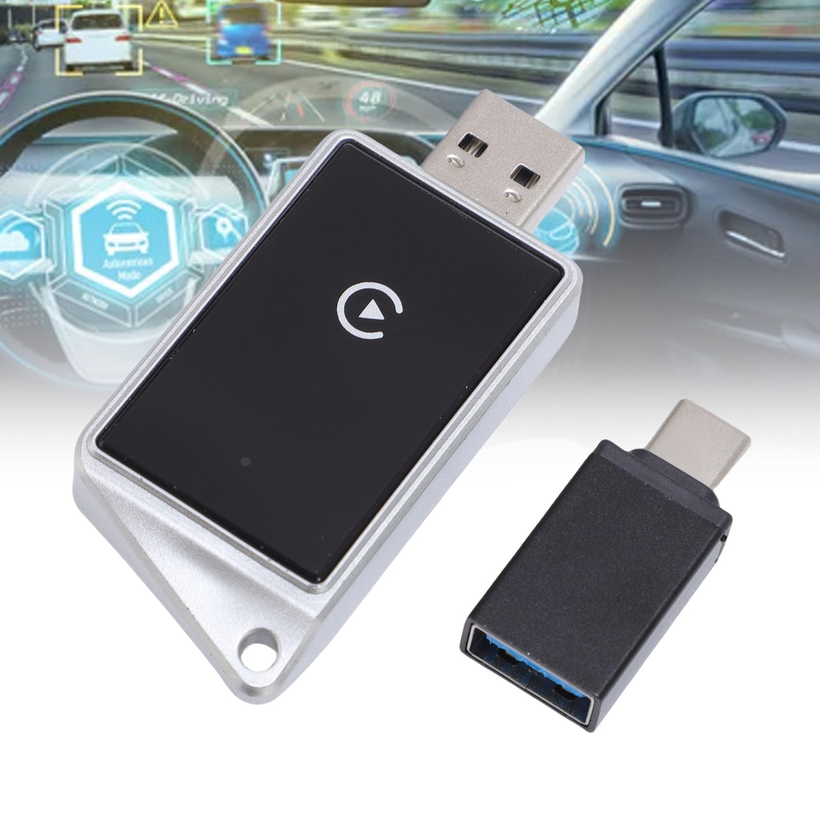 Adattatore Wireless Aggiornato, Converte l'Adattatore Car Play Cablato in Wireless, Plug and Play con Doppia Connessione WIFI e Bluetooth
