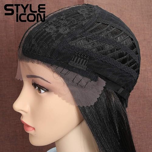 Miniatura 8 de Peluca de estilo icónico, 38 pulgadas, Super largo y recto, con encaje frontal, 6 pulgadas, parte media más profunda, raya a la mitad