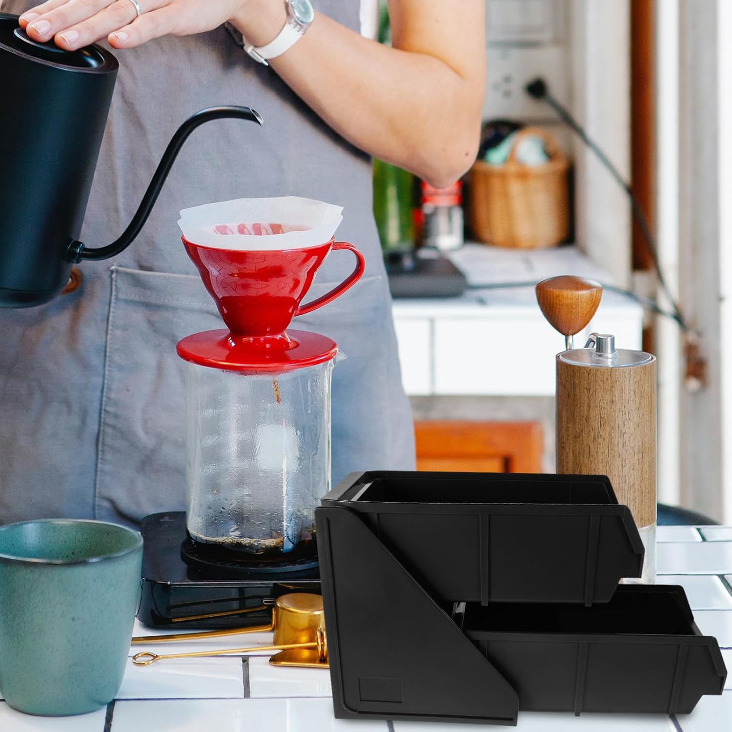 Coffee Corner Station Organizer Plastic Straws Storage Rack Bar Accessory Box Countertop Accessories