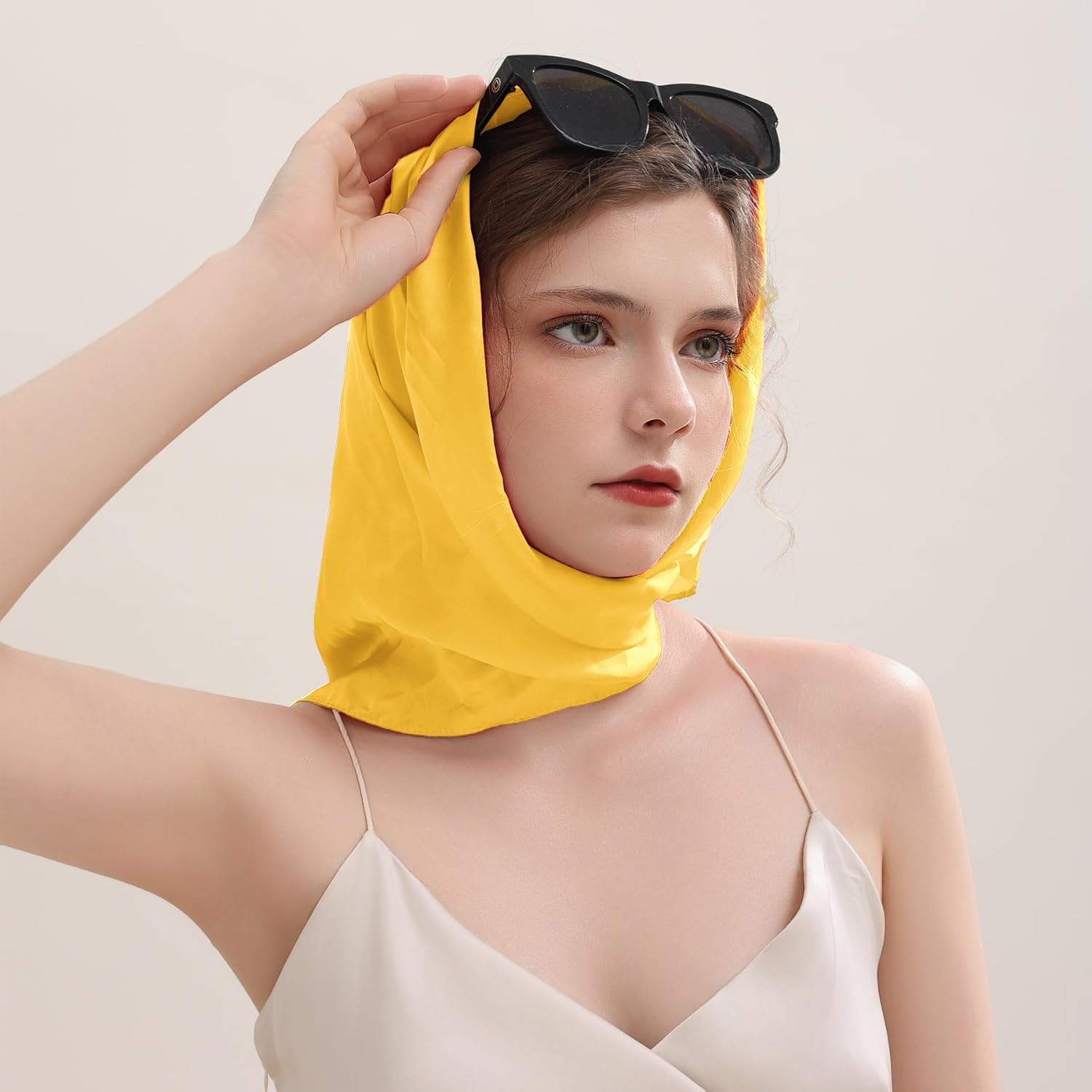 Women Satin Scarf, Chiffon Satin Hair Bandanas Square Stain Scarf Vintage Head Scarves for Women 27.5 × 27.5inch - Image 5