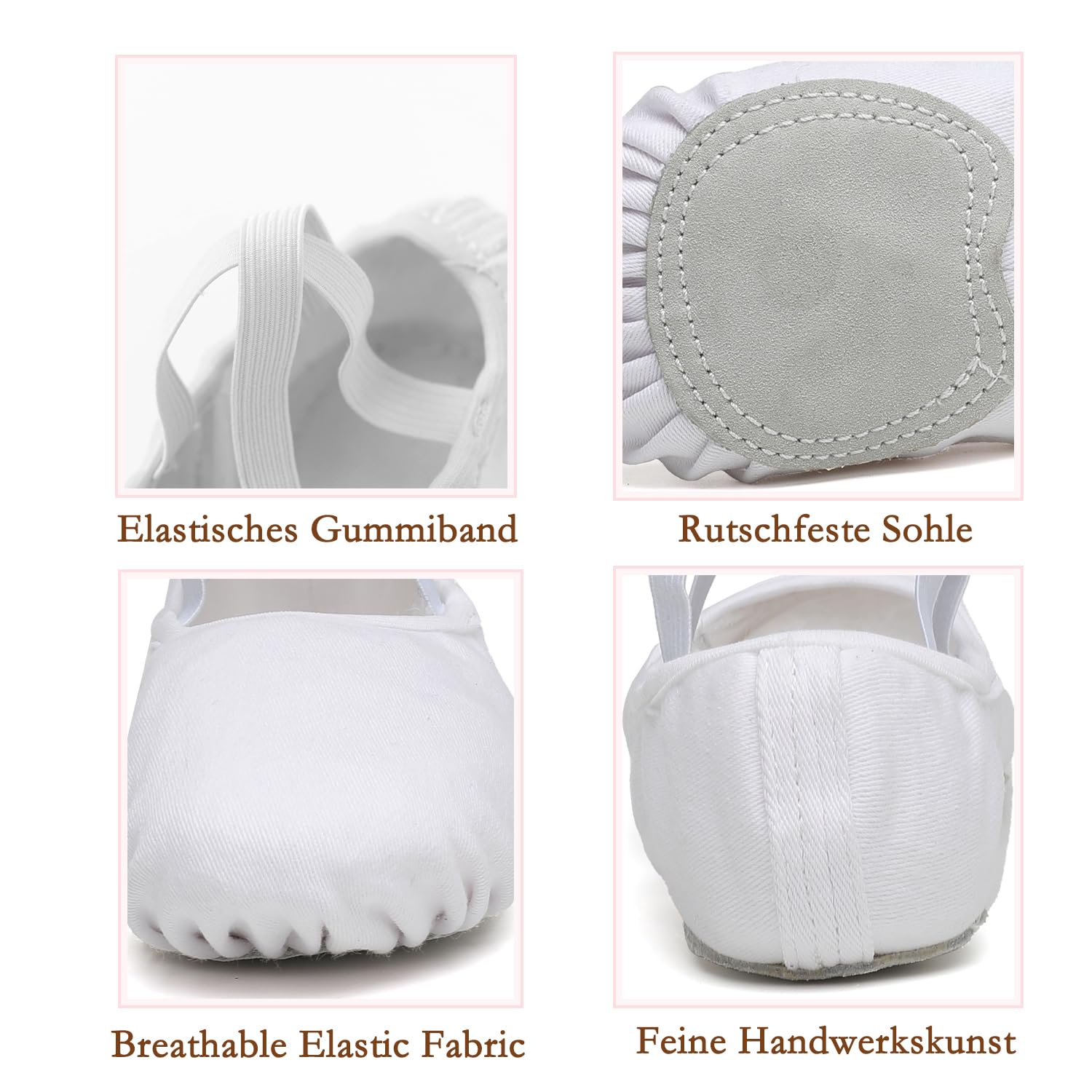 Uniuni Elastische Ballettschuhe mit Geteilte Ledersohle für Kinder und Erwachsene