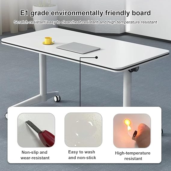 Conference Table, Folding Meeting Conference Table, Office Reception Meeting Table, Boardroom Desk with Wheels, for Office, Meeting Tables 1-47.223.6in/12060cm White