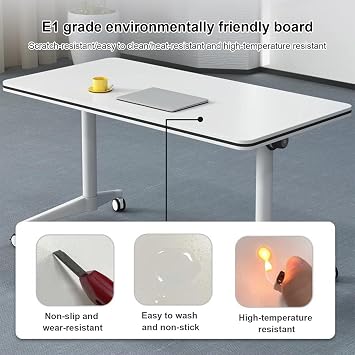 Conference Table, Folding Meeting Conference Table, Office Reception Meeting Table, Boardroom Desk with Wheels, for Office, Meeting Tables 1-47.223.6in/12060cm White
