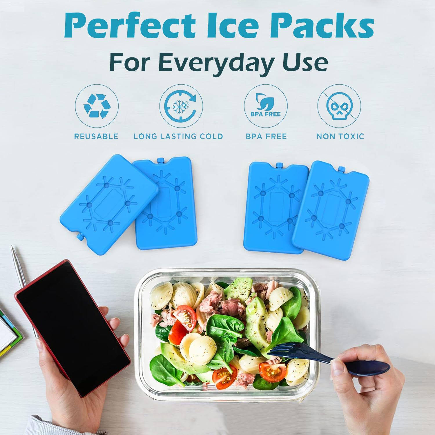 Bloc Glace pour glaciere - Lot de 4 pièces, Chaque de 200 millilitres-Pain de Glace pour Sac Isotherme - Un Accessoire de Refroidissement Indispensable.