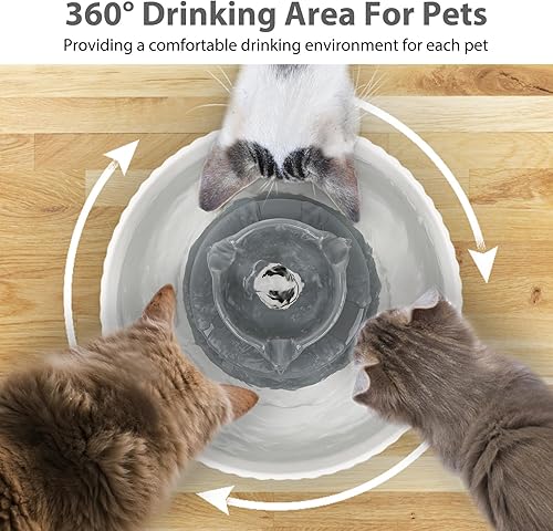 Miniatura 2 de Fuente de agua de cerámica para gatos, fuente automática de agua para mascotas de 2.1 L71 onzas, 3 filtros y 2 bombas incluidas, fuente para gatos