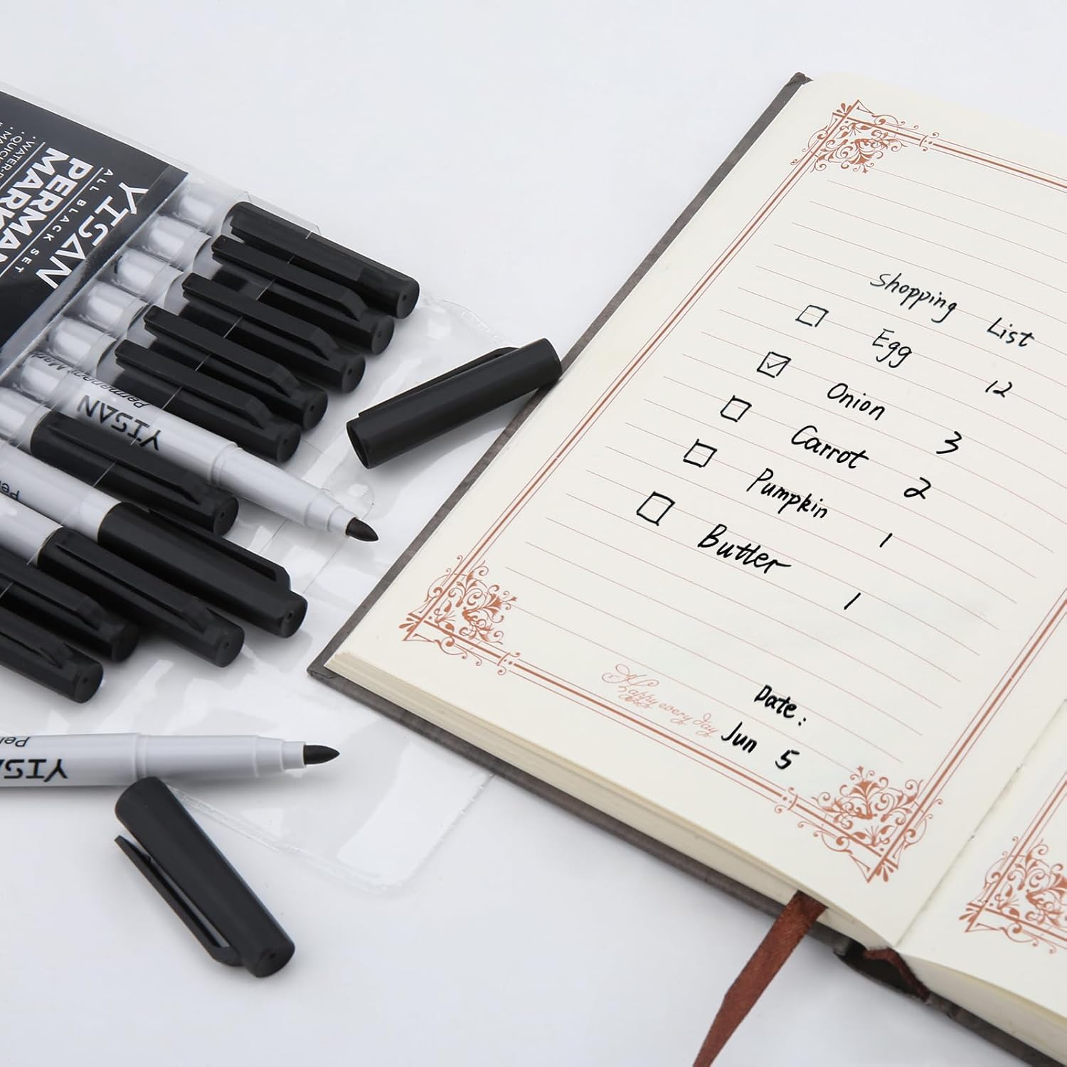YISAN Permanent Markers Bulk,72 Pack Fine Tip Black Permanent Markers,Quick Drying Ink,Works on paper,Plastic,Stone,Glass,Metal,71501