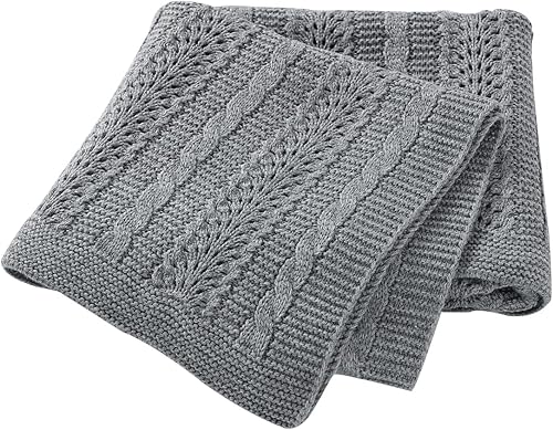 Manta de bebé de punto suave, manta de recepción de ganchillo acogedora cálida manta celular para bebé recién nacido niño y niña, 35.4 x 27.6 in -