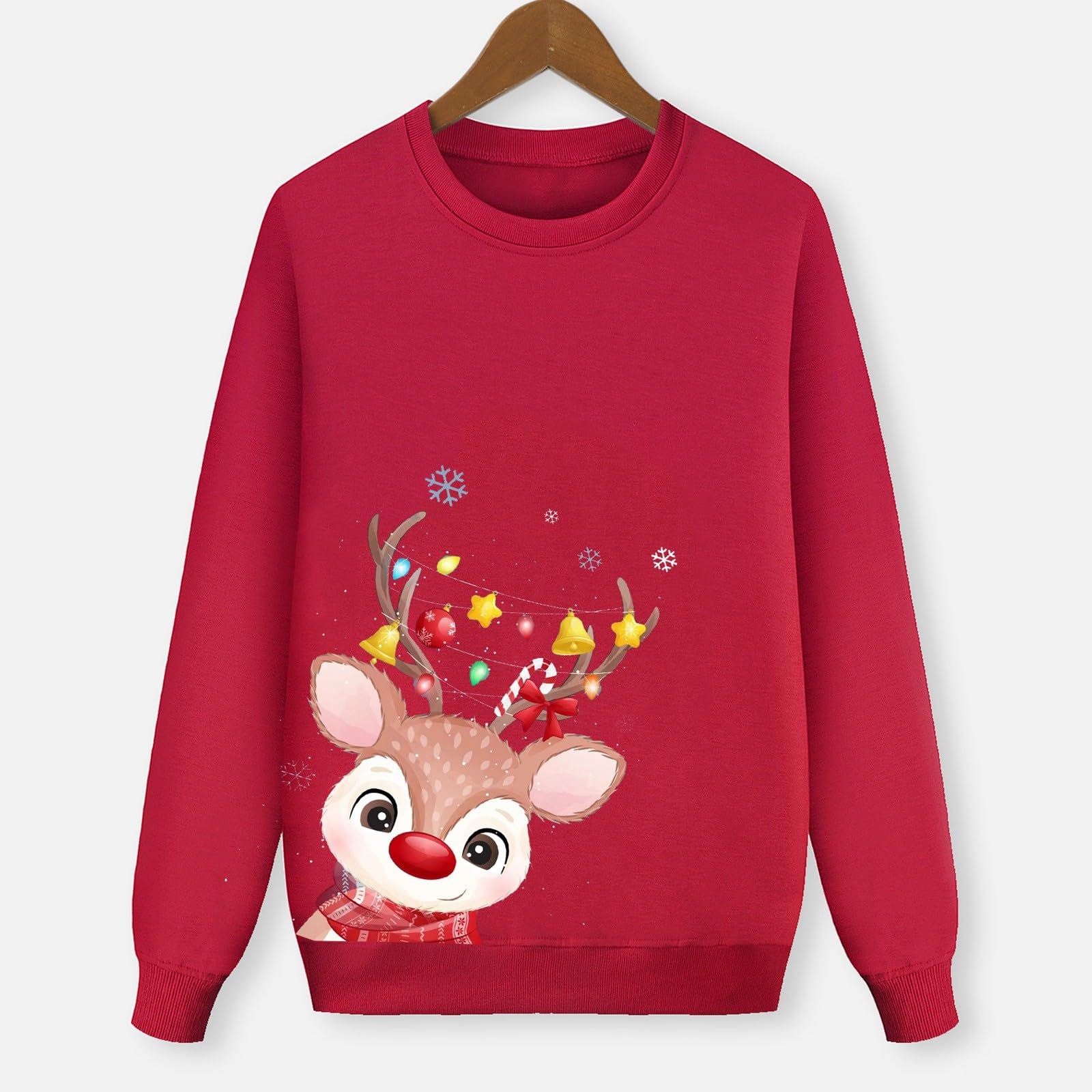 Jersey Navidad Familia Sudaderas Navideño Familiares Familia Invierno de Reno Jerseys Navideñas Manga Larga Pullover Mujer Hombre Niño Niña Chica Christmas Blusas Cuello Redondo Tops Talla Grande