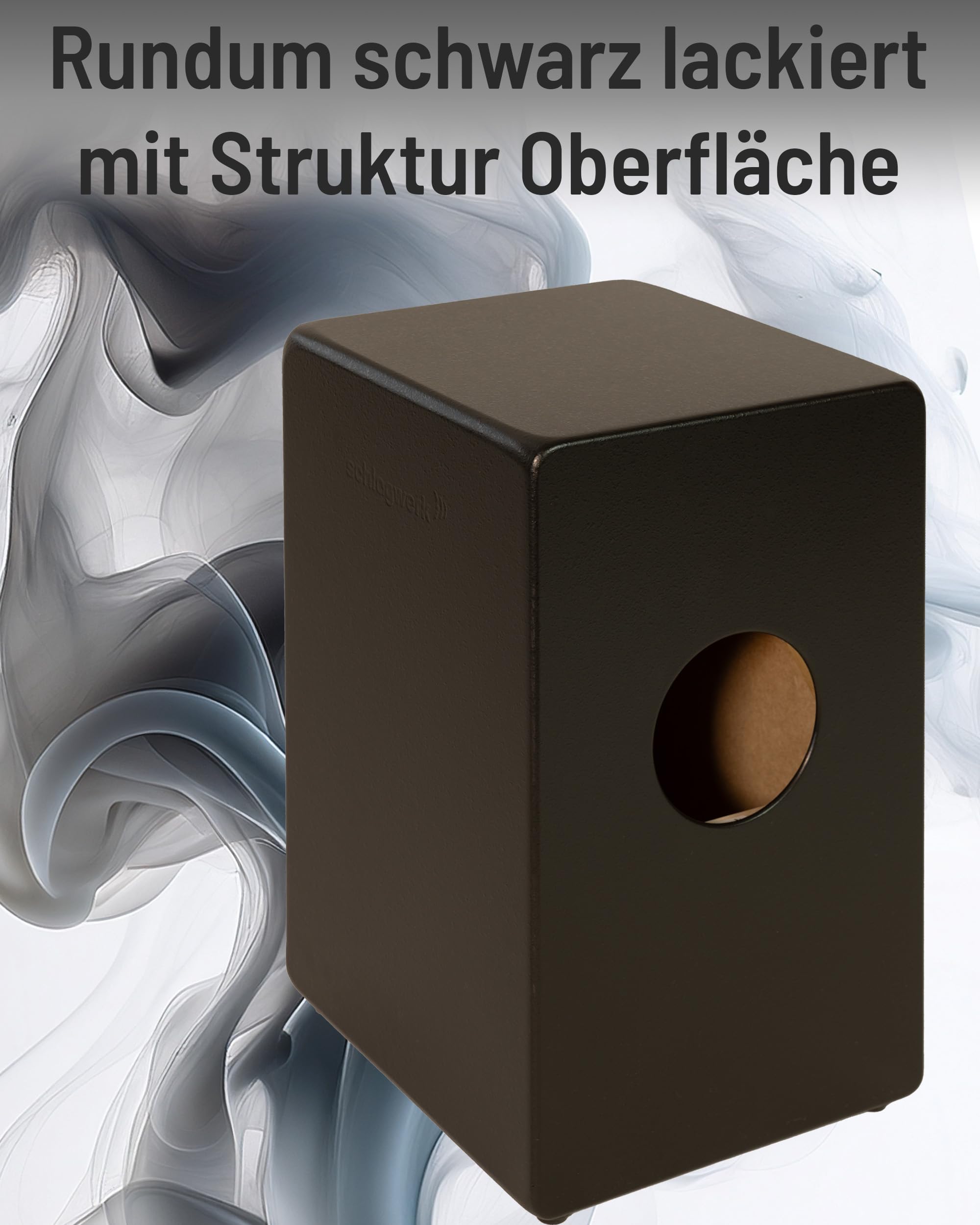 Schlagwerk CPP25 Editon Parrinello Cajon mit La Perù Technik - schwarz lackiert mit Struktur Oberfläche - stufenlos einstellbare Snare - Percussion Musik-Instrument by Giovanni Parrinello