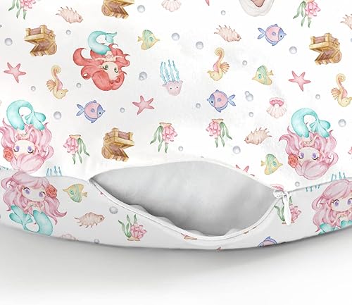 Miniatura 8 de Lindas fundas de almohada de lactancia de sirenas para niños y niñas, sirenas místicas, peces, caballo de mar, medusas, funda de almohada de