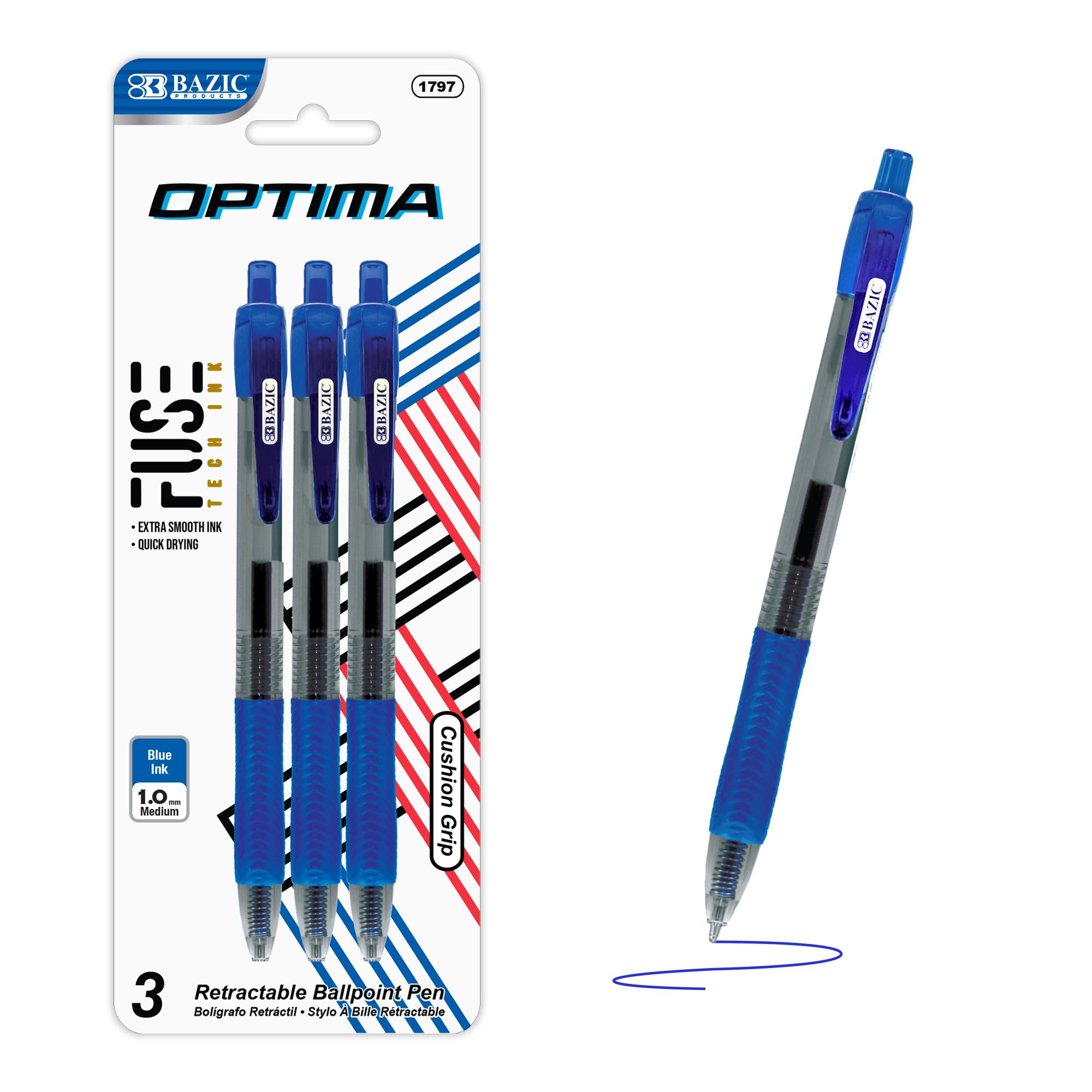 Amazon.com: BAZIC Oil Gel Fuse Tech Ink Retractable Pen