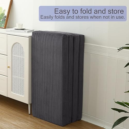 Miniatura 9 de MeMoreCool Colchón plegable de futón doble, colchón plegable japonés, tapete para dormir para adultos, invitados, fiestas de pijamas, tapete de