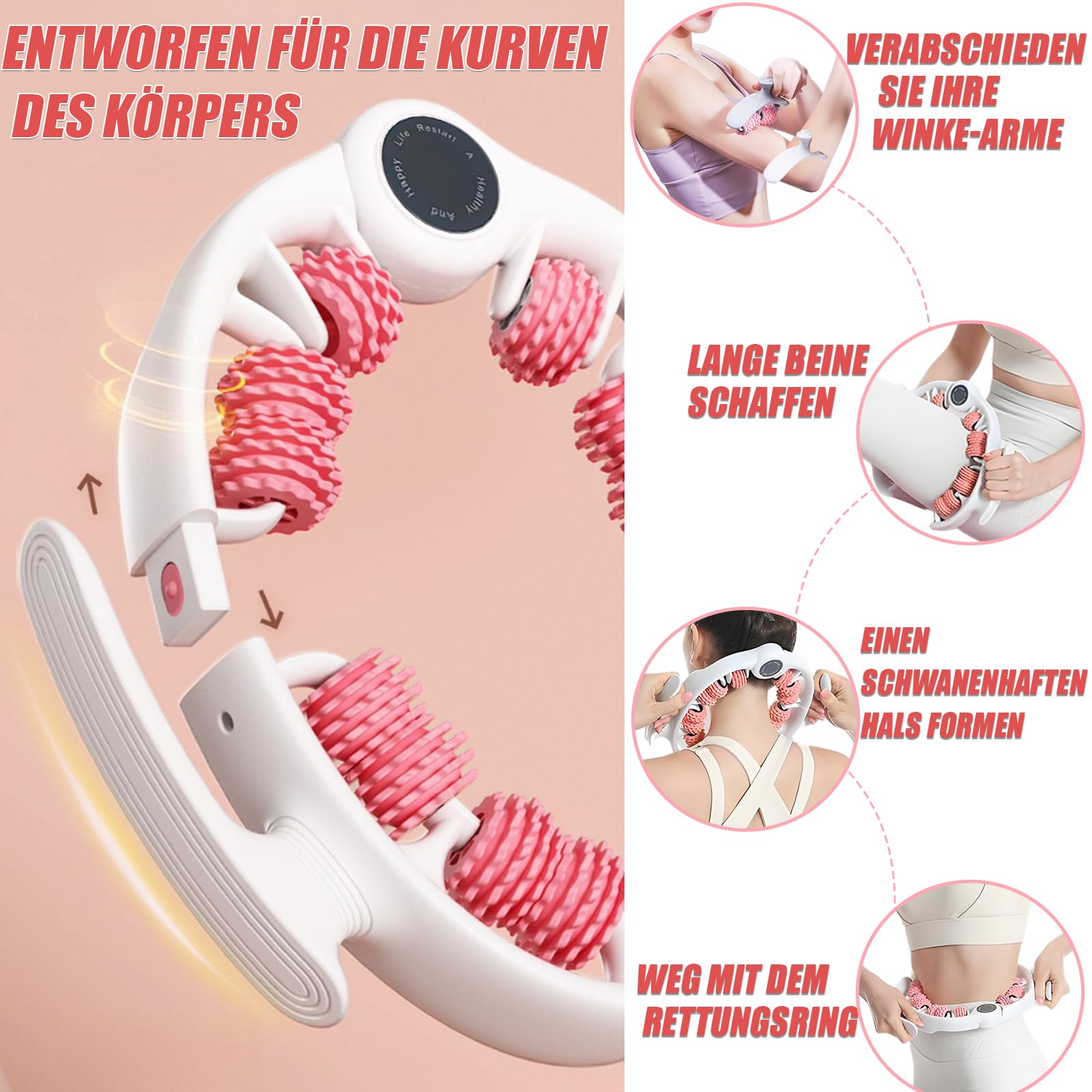 Cellulite Massagegerät Linderung von Muskelbeschwerden und Schmerzen, DINYOAN Muskeltherapie Massagestab für Taille und Beine, Abnehmbar, Massage von Kopfhaut, Armen, Nacken und Schultern