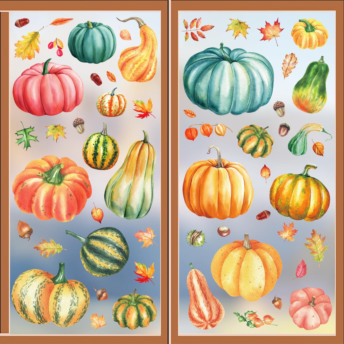 UCLEVER Fall Thanksgiving Window Clings, Autumn Window Pumpkin Stickers for Home Decor Maple Leaves Decorations (Thanksgiving K)