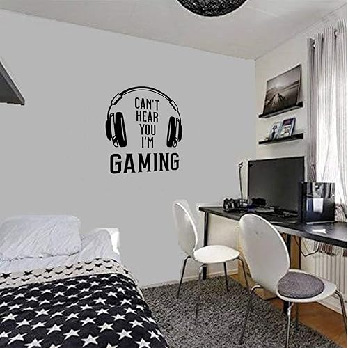 Miniatura 4 de Adhesivo de pared de juego, Can't Hear You I'm Gaming, calcomanías de pared de bricolaje, decoración de silueta de vinilo, decoración de juegos en