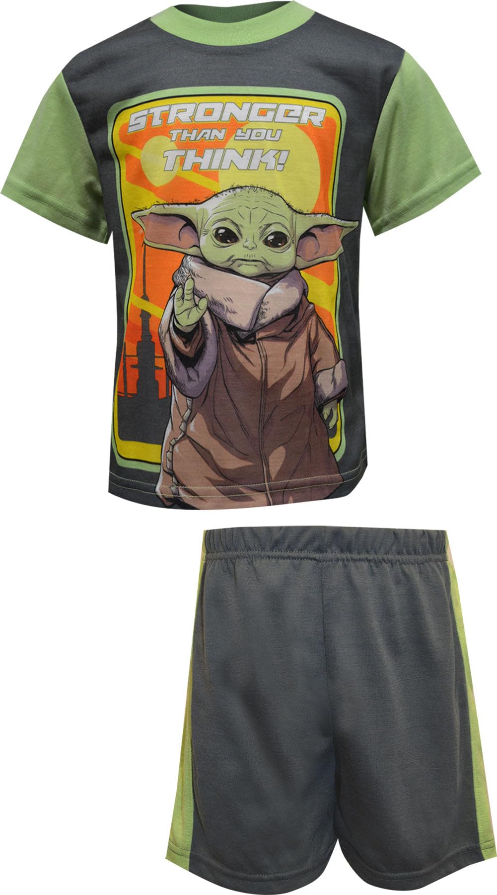 AME Sleepwear Boys' Star Wars Mandalorian The Child Stronger Than You Think Pajama (4) Gray