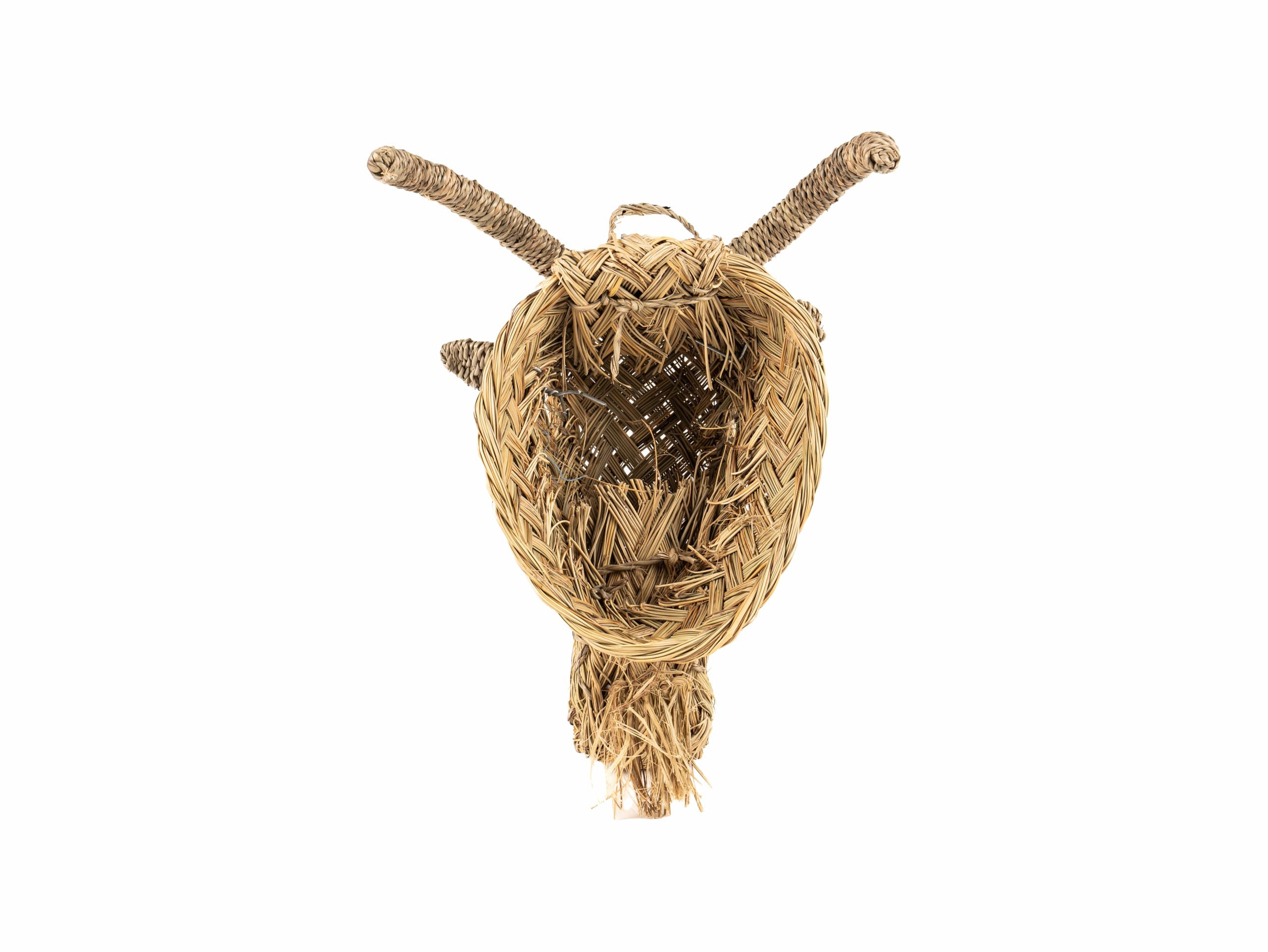 Cabeza de Cabra Decorativa de Pared, Ratán Trenzado Natural, Aprox. 35 cm, Artesanía Marroquí, Mimbre
