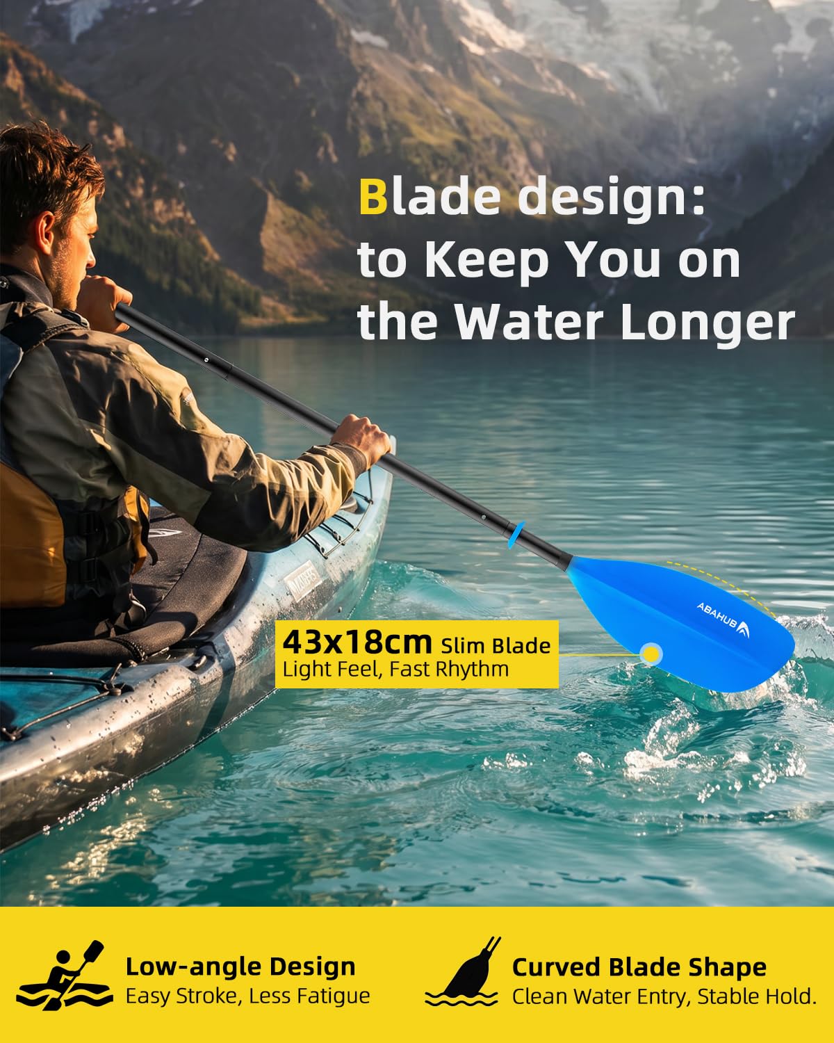 Abahub 4-teiliges Doppelpaddel 230 cm – Kajakpaddel Aluminium, zerlegbar & tragbar, perfekt für unterwegs auf Kajak & Schlauchboot, schwimmfähig