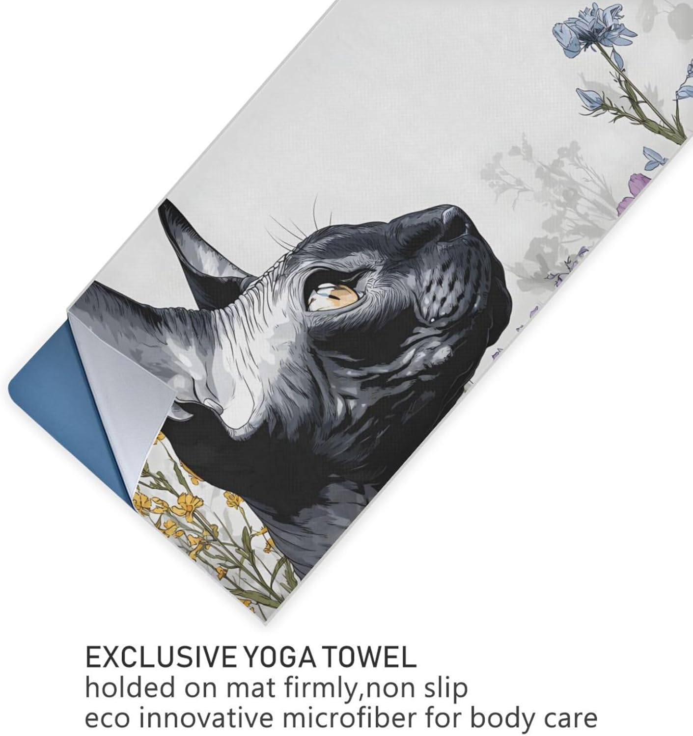 Hot Yoga Towel Peterbald Art – Stylish, Non-Slip, Grip Dots, Super Absorbent, 27" x 73" - Yoga Mat Towels for Exercise, Fitness