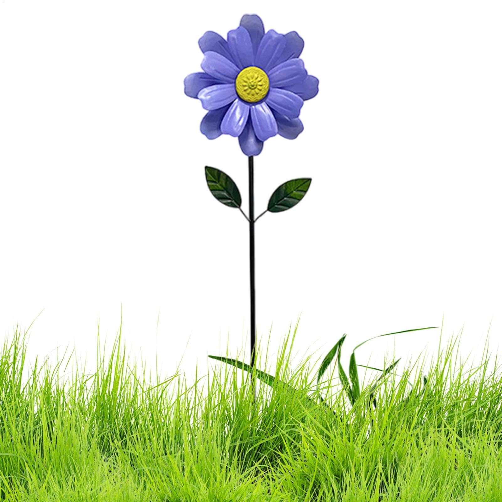 Outdoor Wind Spinner, Garden Spinner - Solid Blue Flowers Wind Turbines Wind Chime | Yard Spinner, Decorative Metal Windmills Outdoor Windmills for Yard Decor, Garden