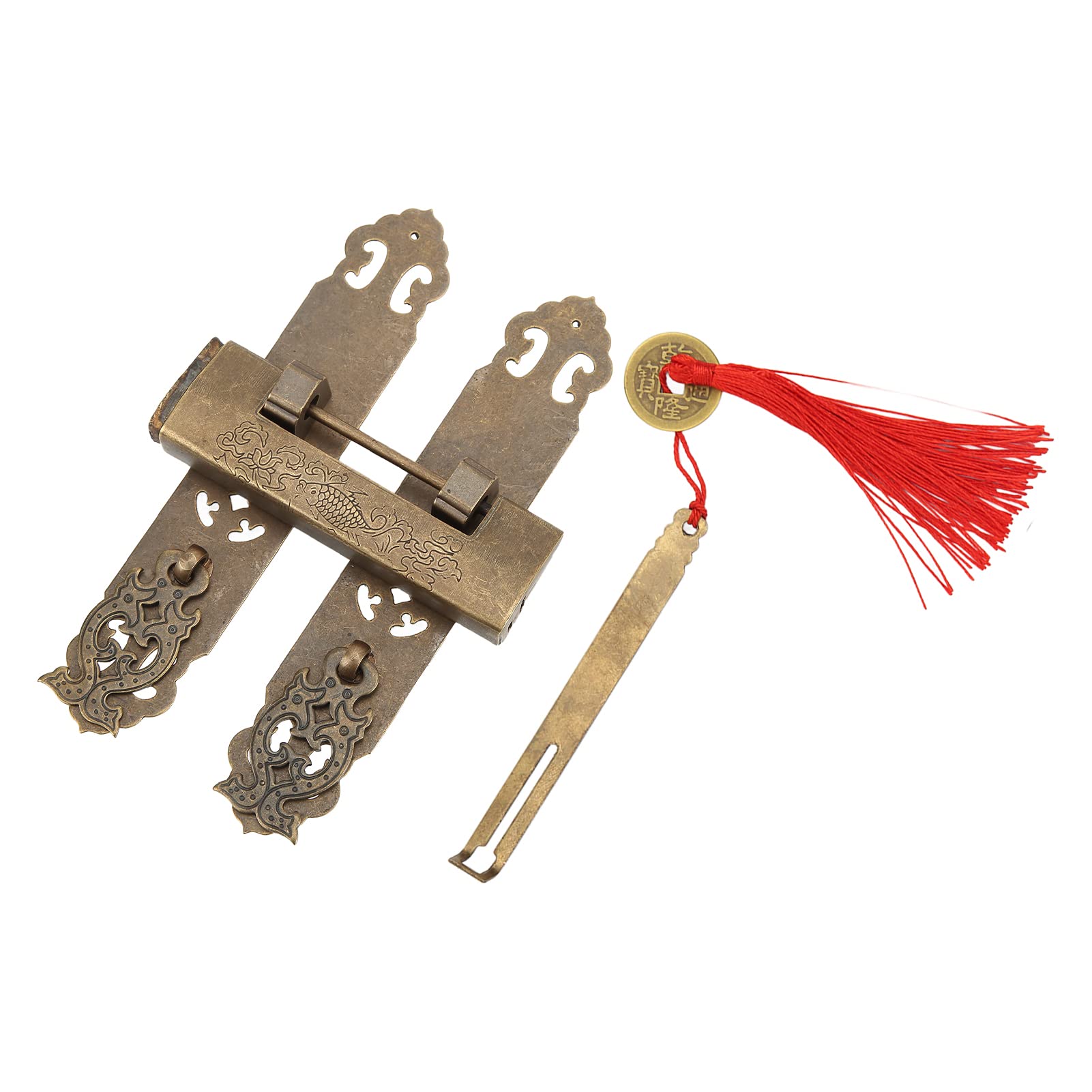 Blocco vintage, lucchetto [chiave], blocco della catena del cancello, set di blocchi antichi cinesi, colore bronzo 3,2 cm/1.3 pollici di blocco manici antichi set for cassette degli utensili for scato