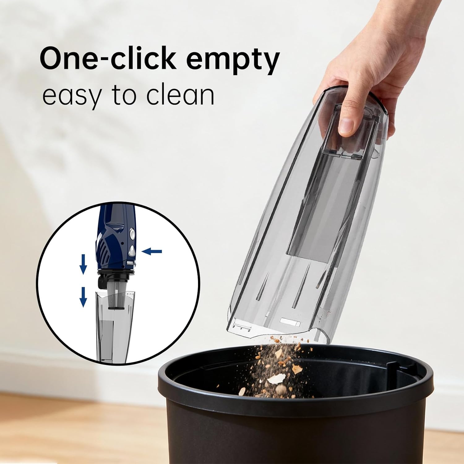 Corded Stick Vacuum for Pet Hair & Hard Floors - Lightweight, 3-in-1 Handheld with 180°Left-Right Steering, 14KPA Powerful Suction on Low-Pile Carpet, HEPA Filter, 16.4ft Cord, 0.7L Capacity (VA001) - Image 6