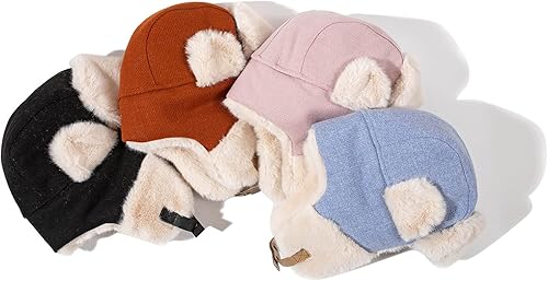 Vista 6 de Croogo Sombrero esquimal para clima frío, sombrero de trampero grueso de invierno, sombrero ruso Ushanka, resistente al viento, sombrero de esquí