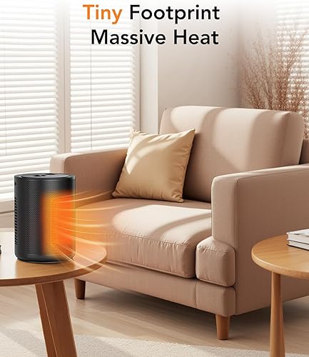 Miniatura 6 de Calentador de espacio pequeño, calentadores de espacio de 1500 W para uso en interiores, calentador portátil con termostato, control de perilla,
