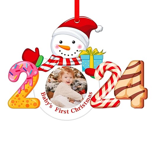 WhstSign Babys First Christmas Picture Frame Ornaments 2023 My First Christmas Photo Frame Ornaments for Christmas Tree Babies 1st Baby Boy Girl First Christmas Ornaments Gifts for Newborn New Parents