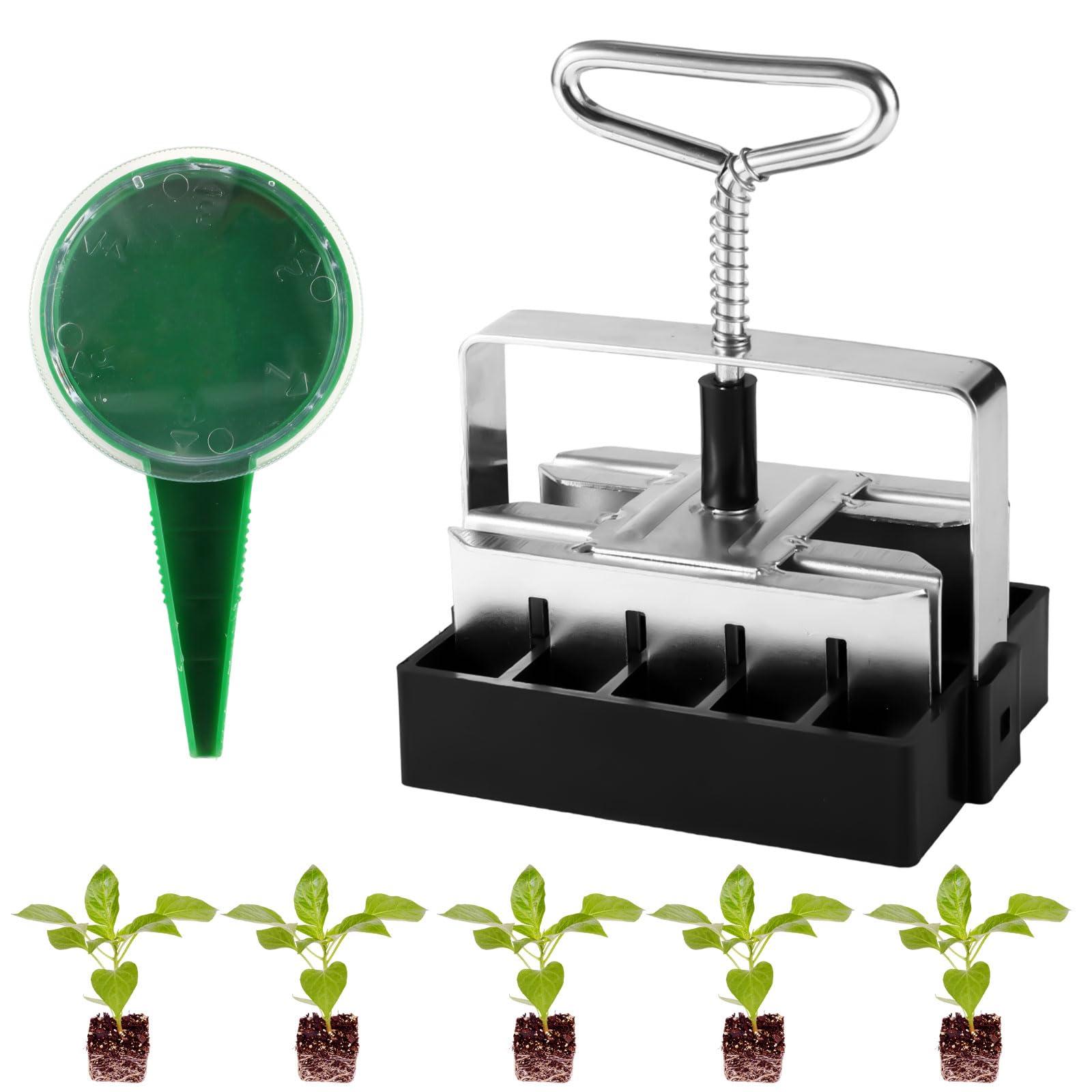 Mini Bloqueador de Suelo con 20 Celdas, Bloqueador de Tierra de Mano de Hierro de 1,92cmx1,92cm con Dispensador de Semillas para Plantas de Interior y Exterior