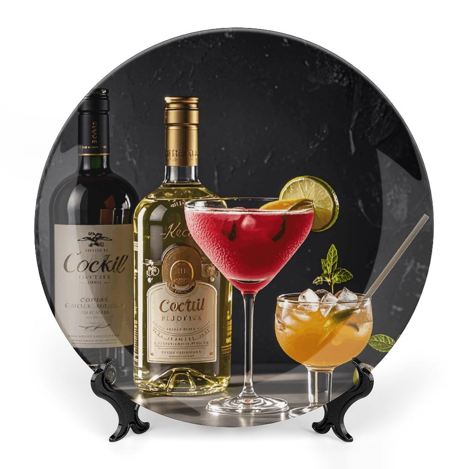 Décoration murale bistrot avec cette assiette céramique verres à cocktail