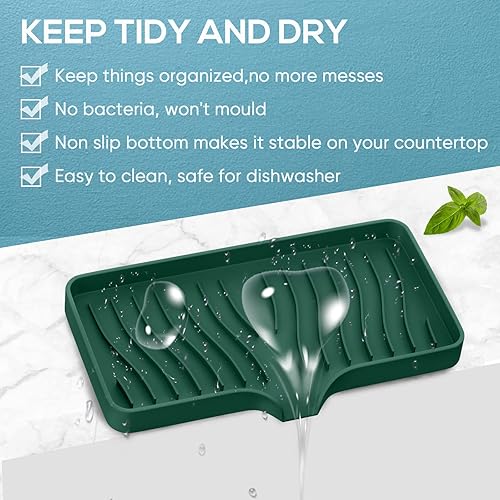 Miniatura 4 de Soporte de silicona para jabón y esponja, organizador de fregadero autodrenante, organizador para baño o cocina