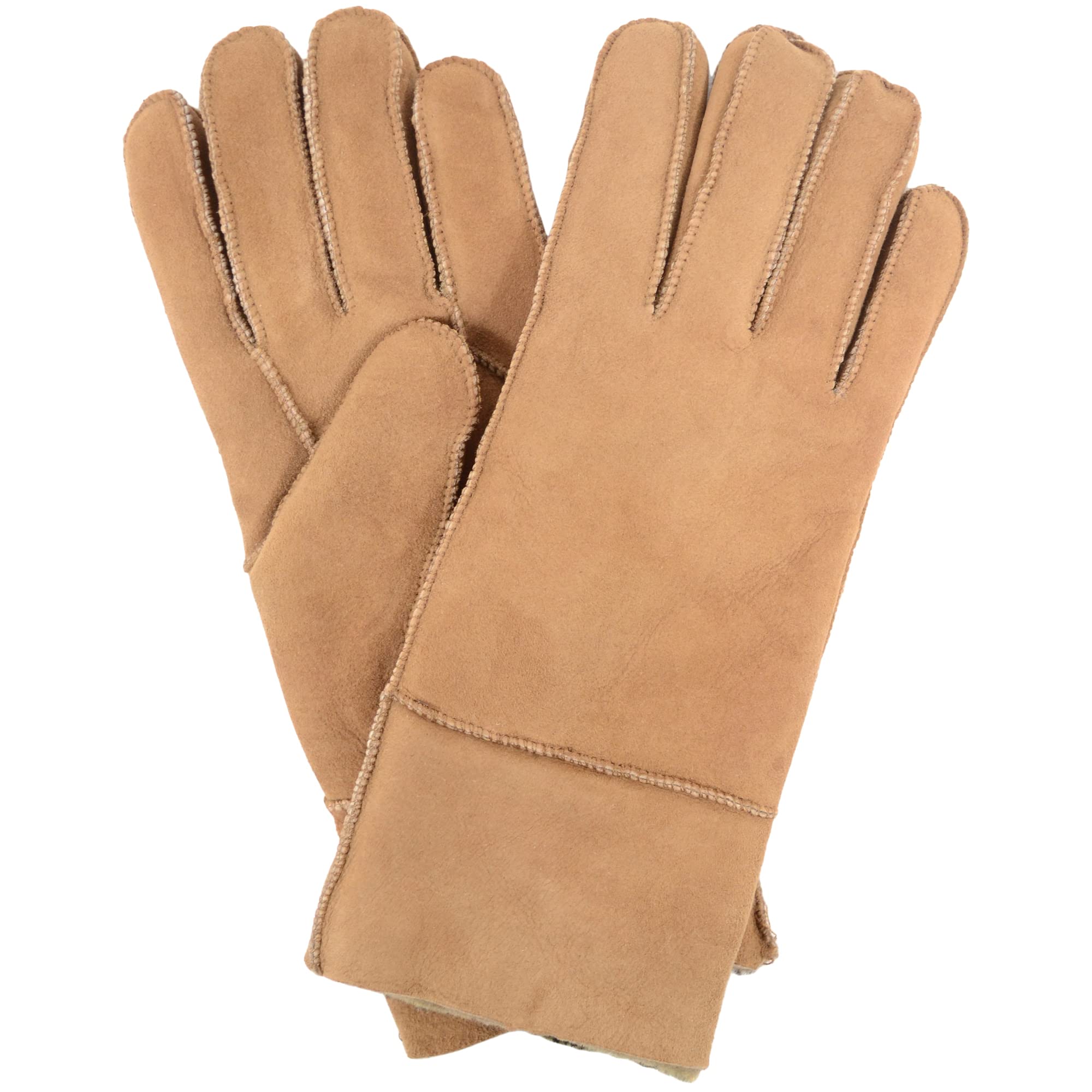 Snugrugs Women's Light Brown 100% Genuine Sheepskin Glove - Large (7.5")
