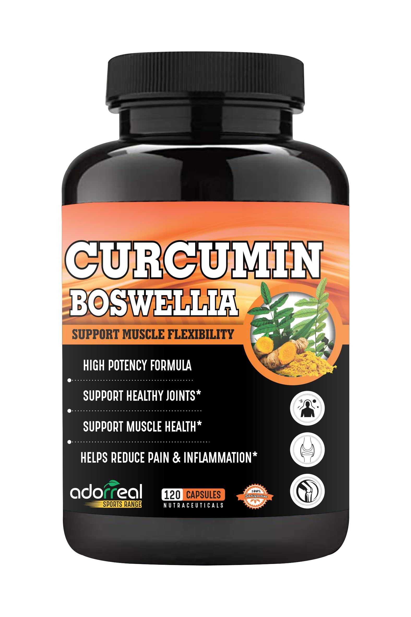 Adorreal Curcumin Boswellia 120 capsules (Supports Healthy Joint Functions & Anti-Inflammation, Supports Joint Flexibility & Mobility)