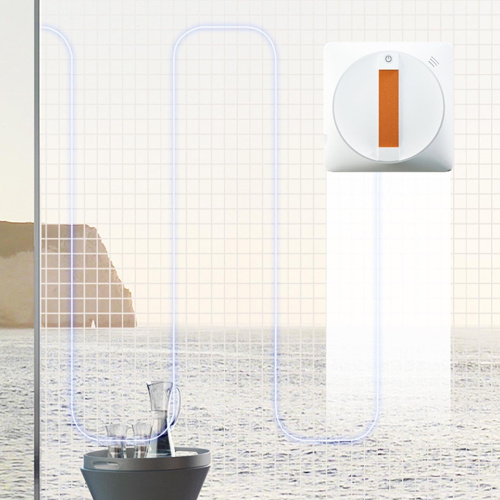 Intelligenter Fensterreinigungsroboter mit Fernbedienung, Zuhause, Gewerbe, Innenbereich, Außenbereich, Hochhaus, APP-gesteuerter, vollautomatischer Doppelwasserspray, Weiß
