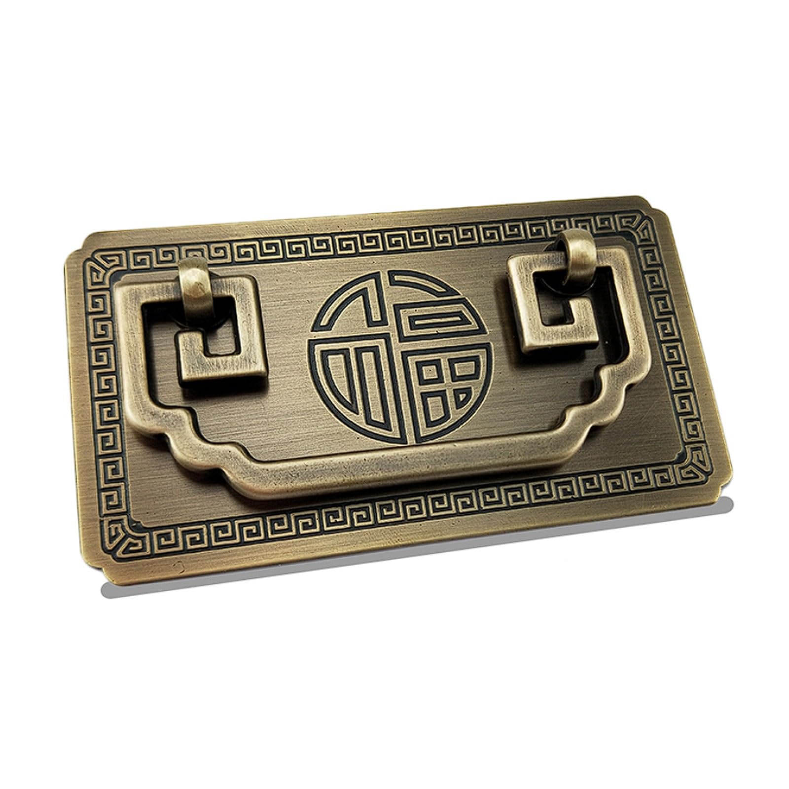 Poignées en bronze antique de style chinois et anneaux de tirage taille M