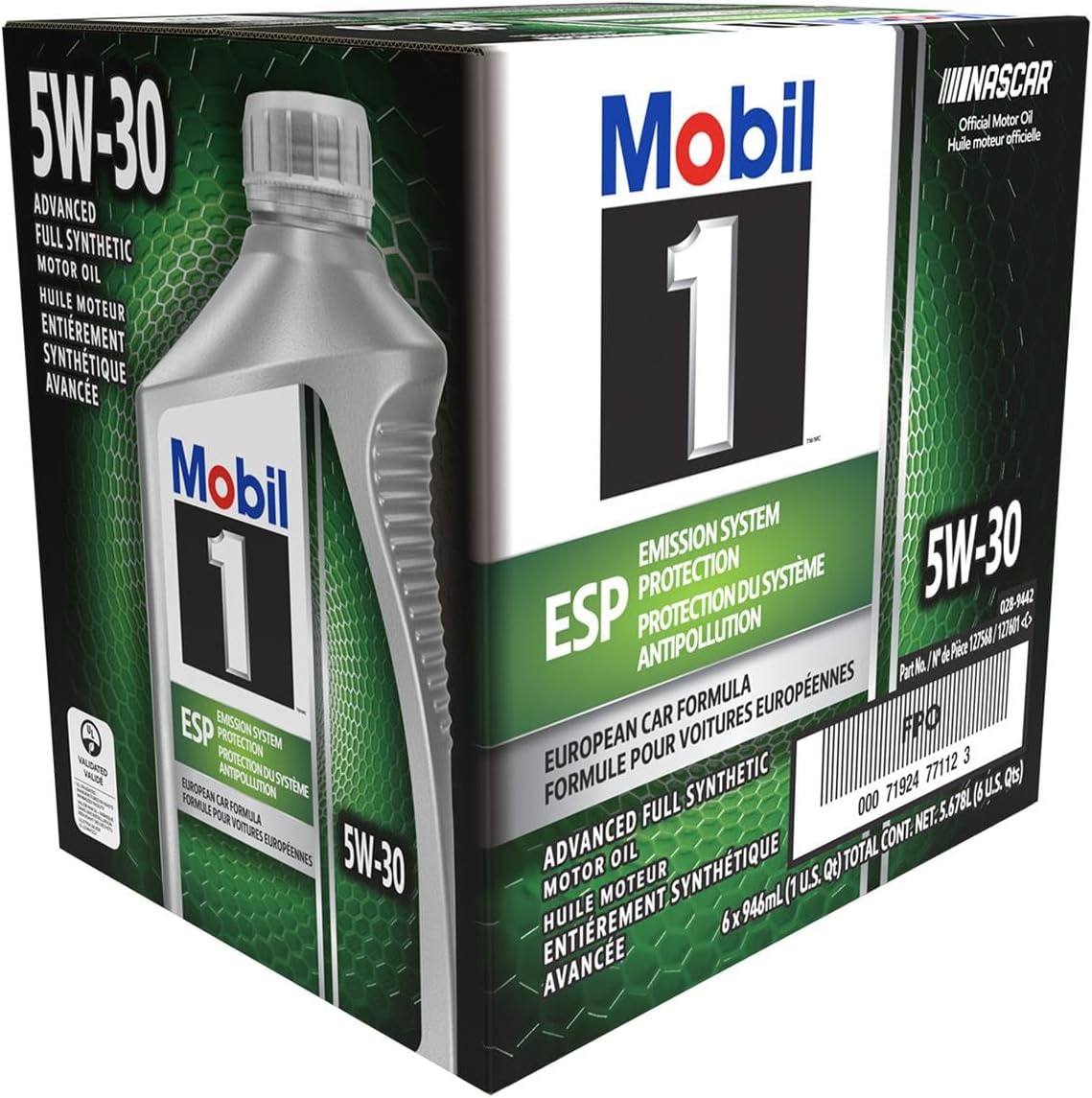 Mobil 1 ESP Formula 5W-30 Full Synthetic Motor Oil - 1 Quart Bottles, 6-Pack for Engine Protection