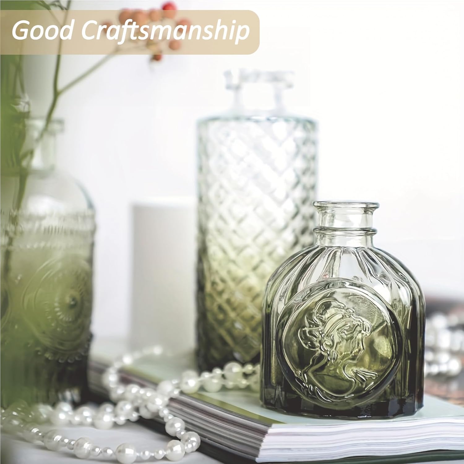 Glass Bud Vases Set of 36PCS, Small Flower Vases for Wedding Centerpiece Table Decoration, Vintage Vase in Bulk for Flower Arrangements, Mini Vase for Birthday Party, Festival Home Decor,Green