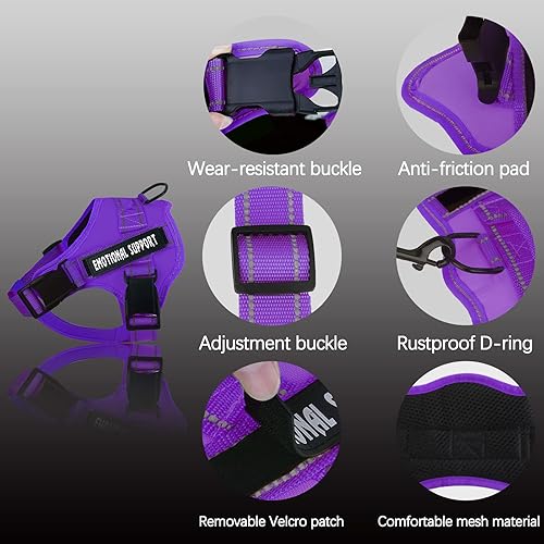 Miniatura 2 de voopet - Arnés para perro de servicio, mascota de asistencia o apoyo emocional - Reflectante, transpirable y ajustable, sin tirones - Para perro