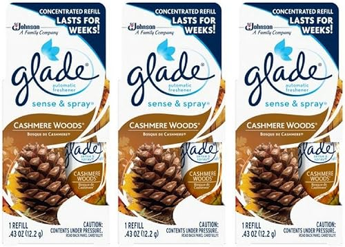 Glade Sense & Spray - Repuesto de ambientador automático, Cashmere Woods, 3 paquetes
